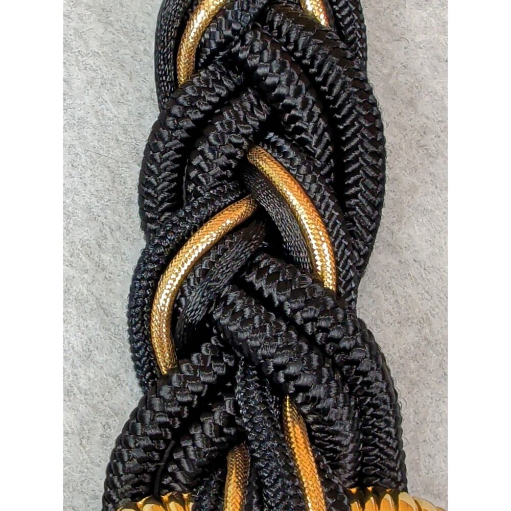 Vintage Leather Shop Womens Black Belt Woven Braided Rope Gold Hardward Stretch - Picture 8 of 8